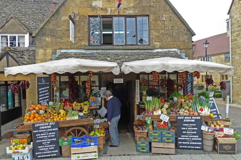 Grocery shopping in the Cotswolds, UK Bike Tours