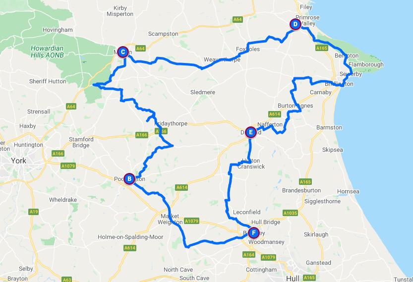 Yorkshire Wolds Cycleway Map | UK Bike Tours